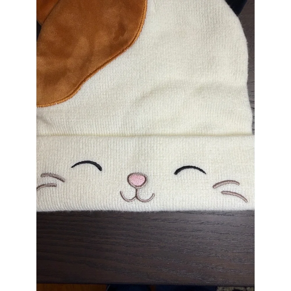 Squishmallows Cam the Cat Beanie Hat Cream‎ Calico Knit Winter Cap Kids One Size